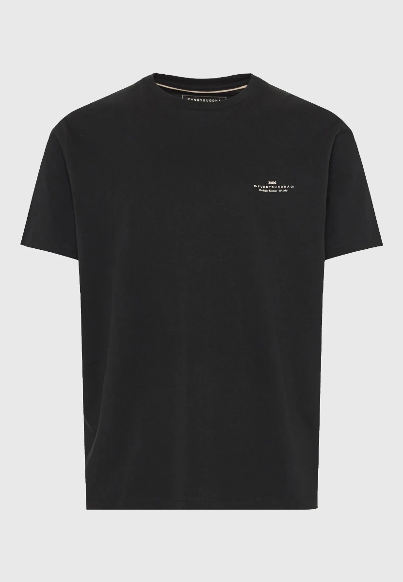 Funky Buddha Ανδρικό μονόχρωμο T-shirt - The basics collection FBM013-001-04 Μαύρο