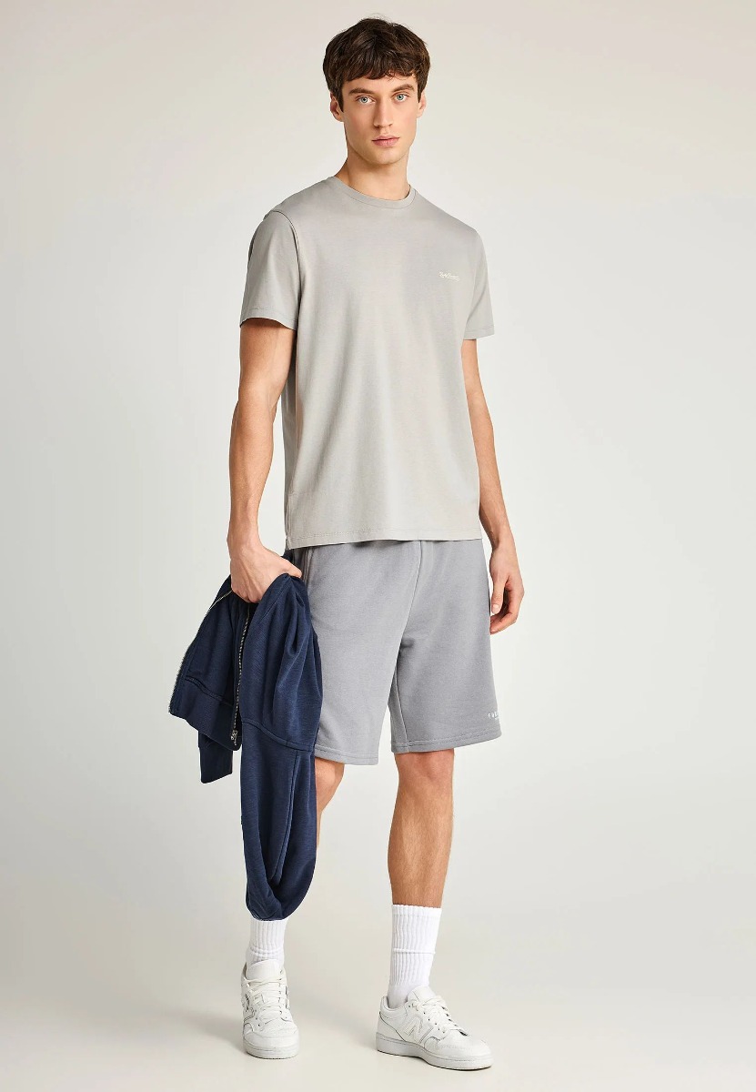 Funky Buddha Ανδρικό μονόχρωμο T-shirt - The basics collection FBM013-001-04 Σκούρο Γκρί