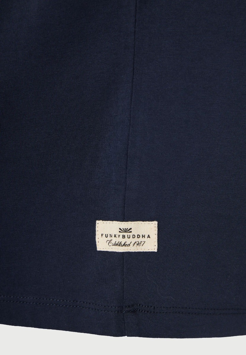 Funky Buddha Ανδρικό μονόχρωμο T-shirt - The basics collection FBM013-001-04 Σκούρο Μπλέ