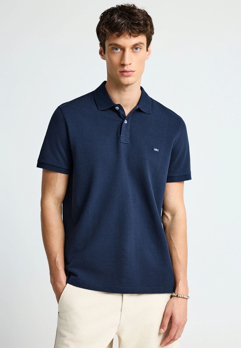 Funky Buddha Ανδρική Essential μπλούζα πόλο από βαμβάκι FBM013-001-11 Σκούρο Μπλέ