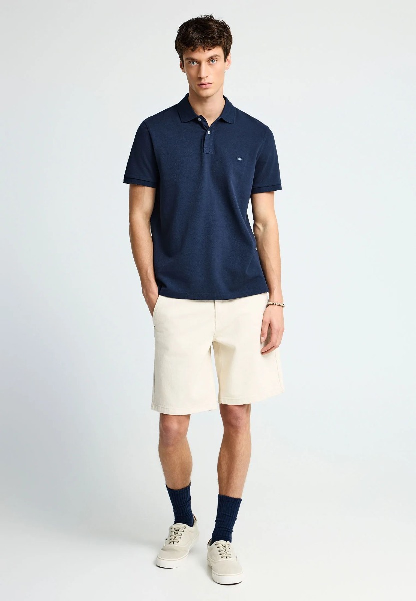 Funky Buddha Ανδρική Essential μπλούζα πόλο από βαμβάκι FBM013-001-11 Σκούρο Μπλέ