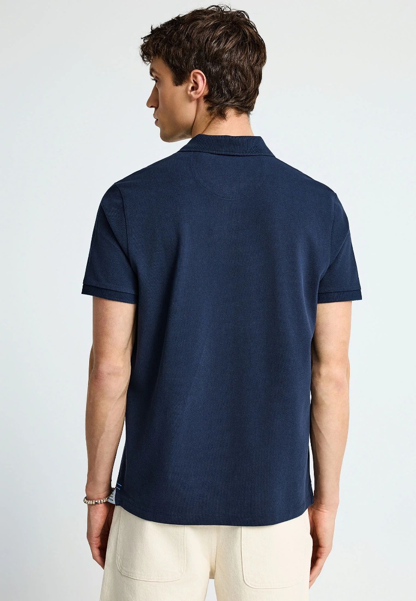 Funky Buddha Ανδρική Essential μπλούζα πόλο από βαμβάκι FBM013-001-11 Σκούρο Μπλέ