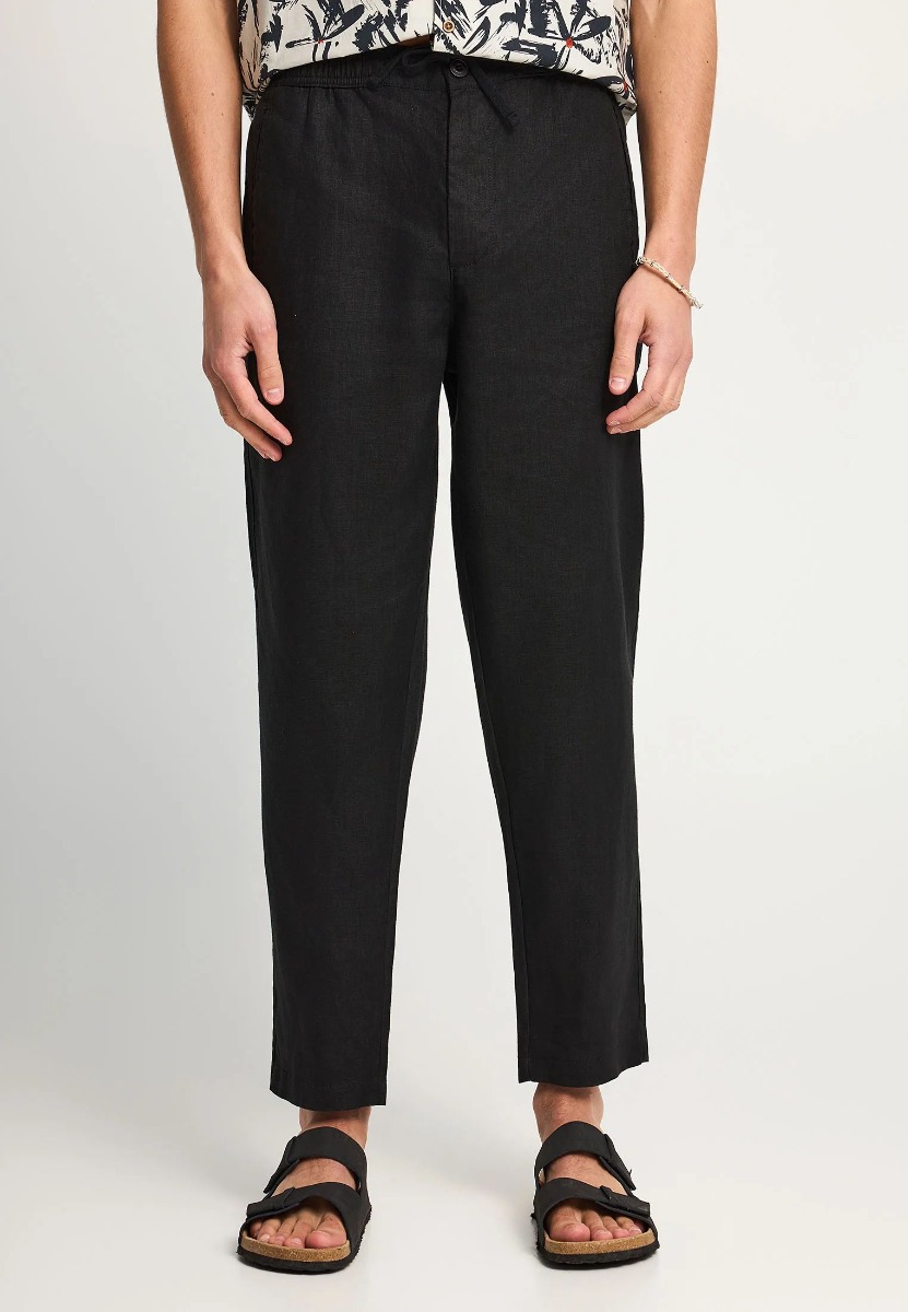 Funky Buddha Ανδρικό comfort fit λινό chino παντελόνι FBM013-011-02 Μαύρο