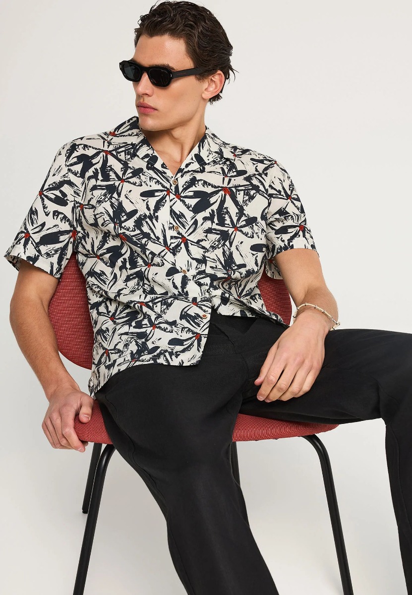 Funky Buddha Ανδρικό comfort fit λινό chino παντελόνι FBM013-011-02 Μαύρο