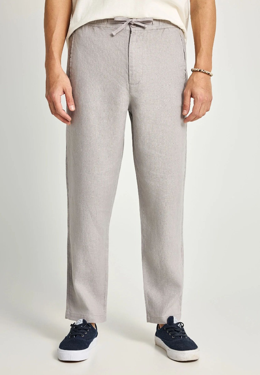 Funky Buddha Ανδρικό comfort fit λινό chino παντελόνι FBM013-011-02 Σκούρο Γκρί