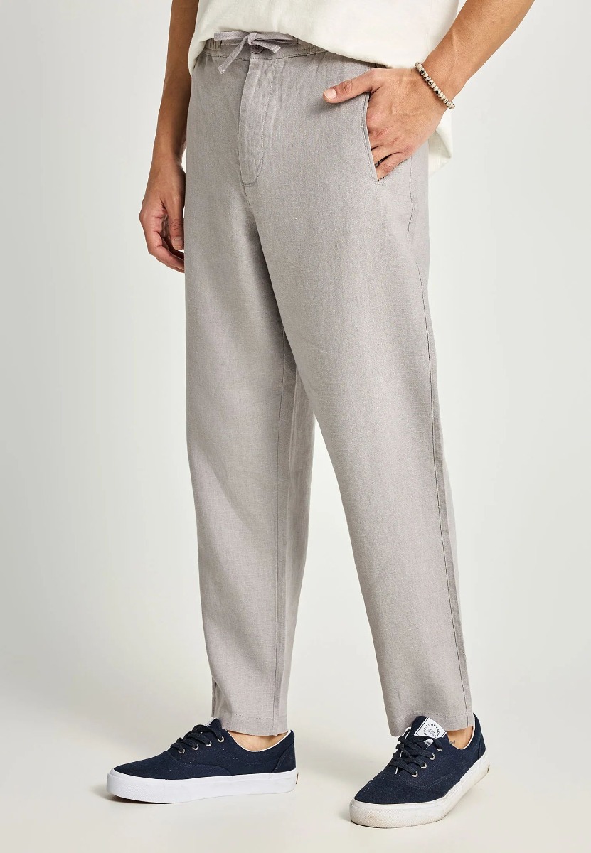 Funky Buddha Ανδρικό comfort fit λινό chino παντελόνι FBM013-011-02 Σκούρο Γκρί