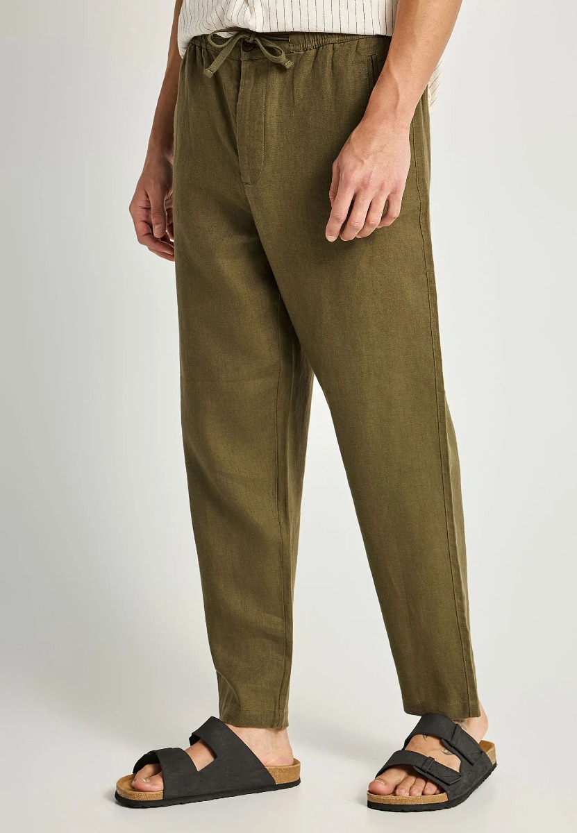 Funky Buddha Ανδρικό comfort fit λινό chino παντελόνι FBM013-011-02 Χακί