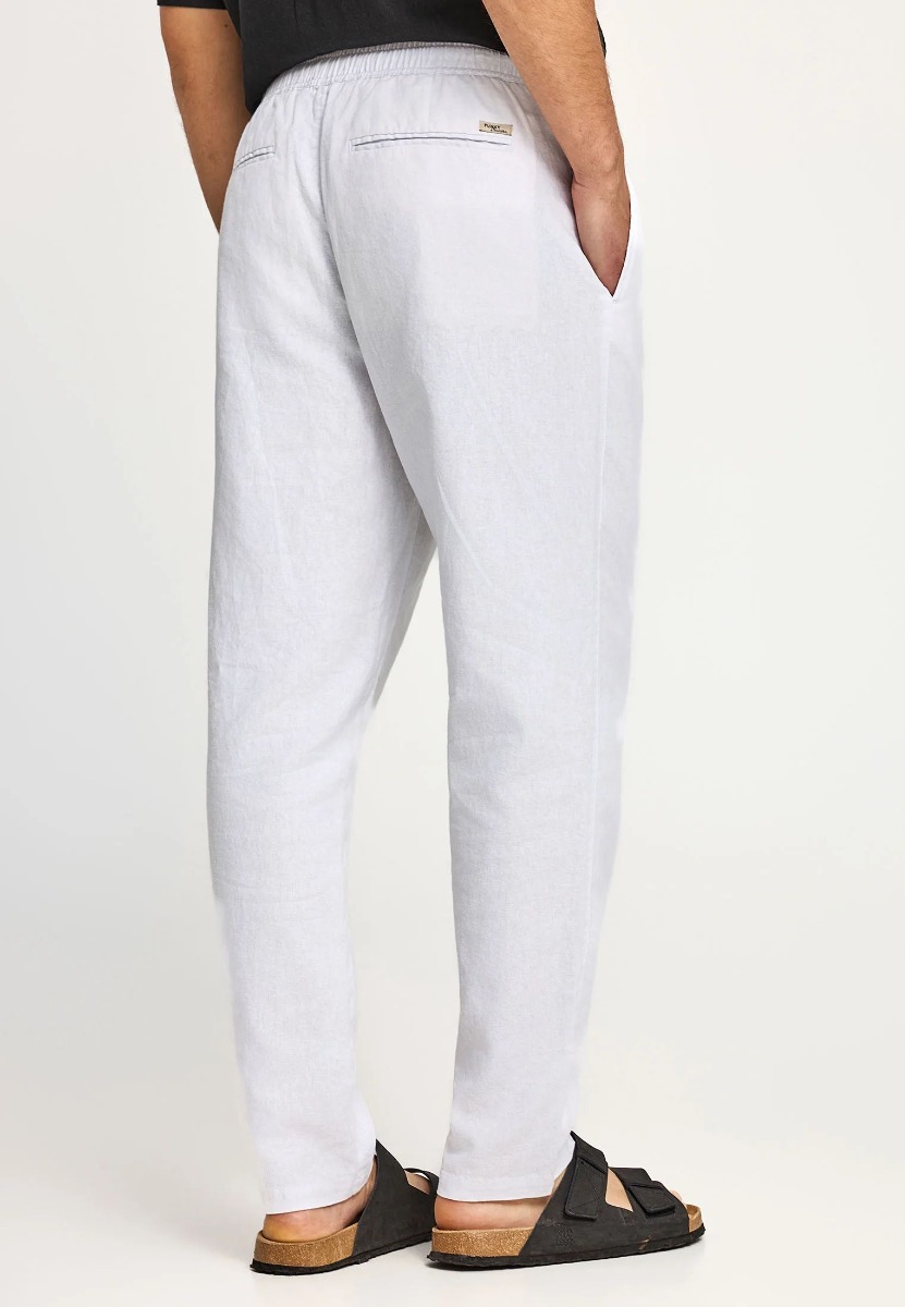 Funky Buddha Ανδρικό comfort fit λινό chino παντελόνι FBM013-011-02 Λευκό