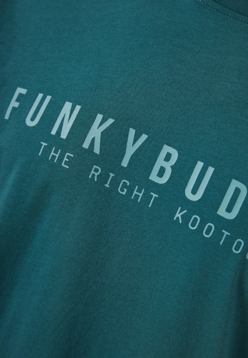 Funky Buddha Ανδρικό t-shirt με τύπωμα από βαμβάκι FBM013-011-04 Πετρόλ