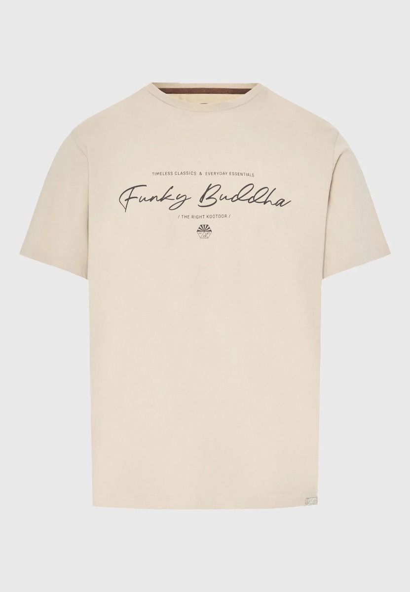 Funky Buddha Ανδρικό T-shirt με λογότυπο FBM013-022-04 Μπέζ
