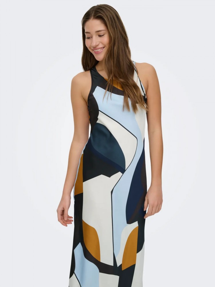 Only Μίντι Σατέν Εμπριμέ Αμάνικο Φόρεμα 15354751 Mixed φωτογραφία