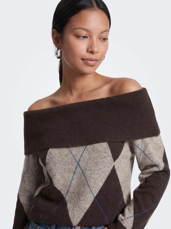Only Alivia Ls Off Shoulder Knt 15383895 Καφέ