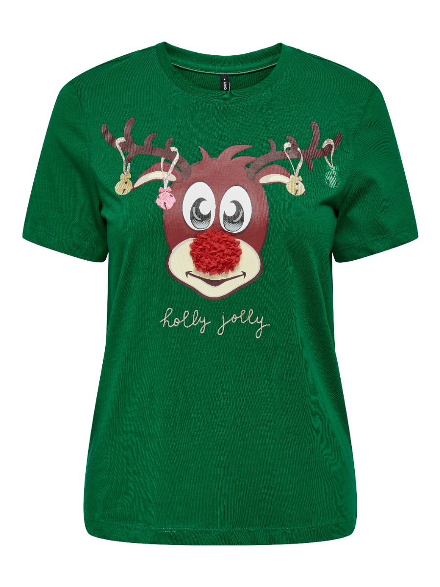 Only XMas Life Yrsa Christmas Γυναικείο Κοντομάνικο T-Shirt με Τύπωμα 15219616 Πράσινο