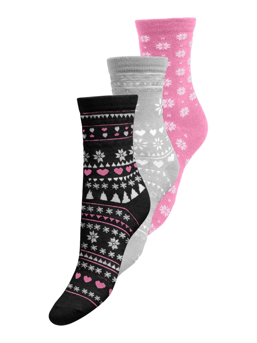 Only Christmas 3-Pack Sock Box 15356160 Bonbon/multi Ρόζ