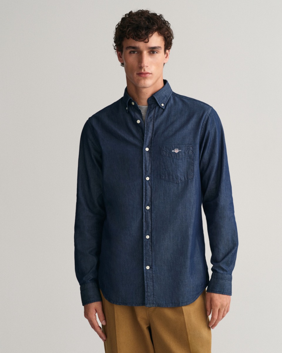Gant Ανδρικό Πουκάμισο Indigo Regular Fit 3000400-989 Denim