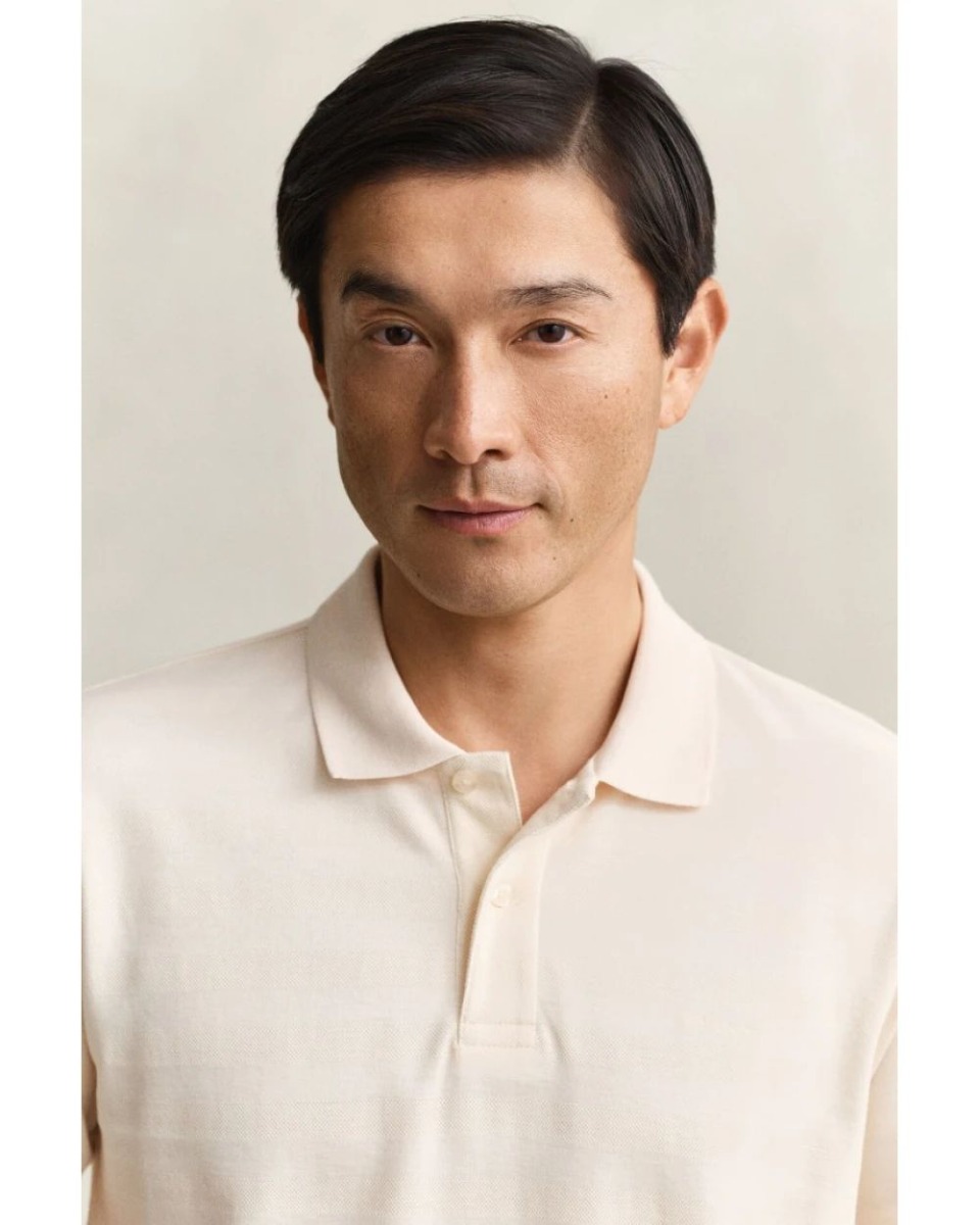 Gant Ανδρικό Textured Stripe SS Polo 2014096 Σπασμένο Λευκό