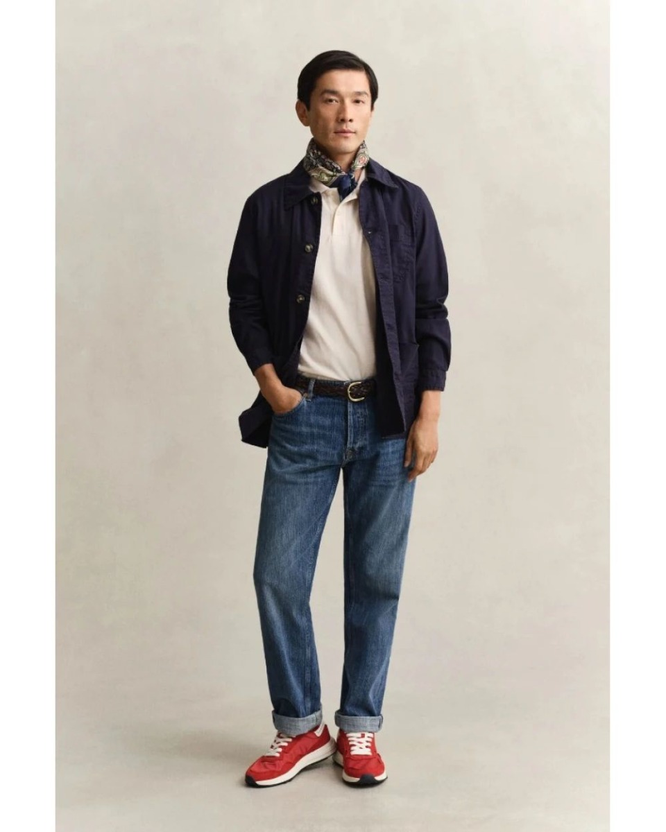 Gant Ανδρικό Textured Stripe SS Polo 2014096 Σπασμένο Λευκό