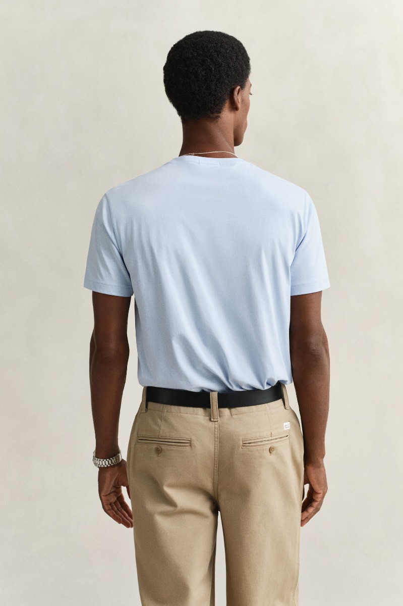 Gant Ανδρικό Reg Shield Κοντομάνικο T-Shirt 2003184 Ανοιχτό Μπλέ